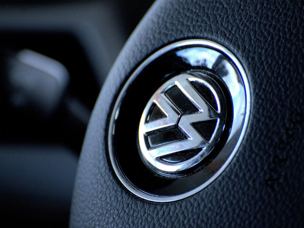 close up of VW steering wheel